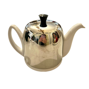 Salam-The Classique 4 Cup Teapot White Porcelain Mirror Bell Vintage Tea…